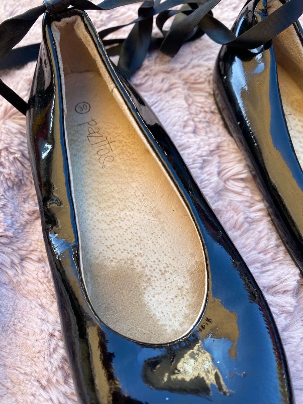 Seychelles Black Patent Lace-Up Ballet Flats - Picture 3 of 4